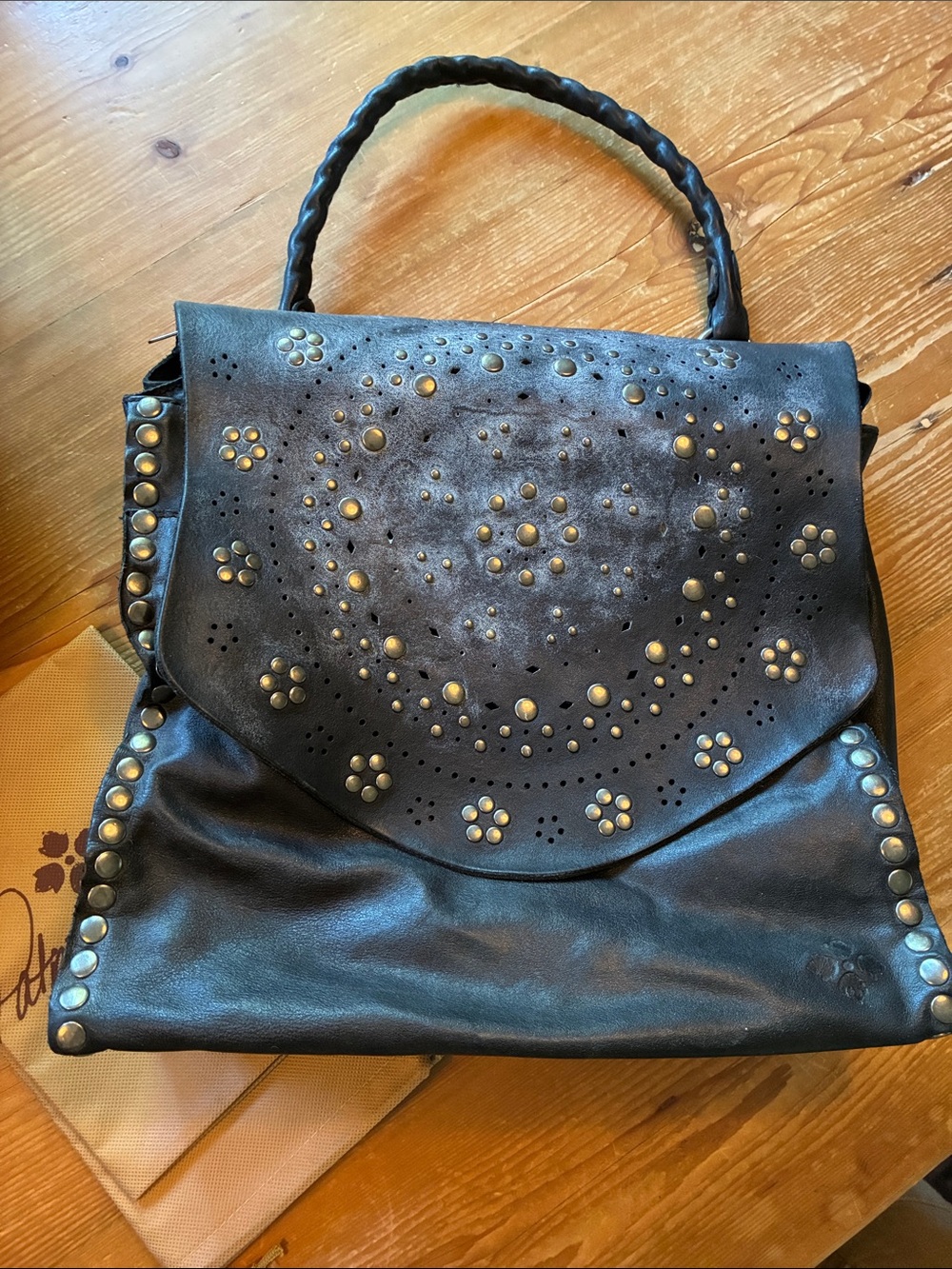 Patricia Nash Black Leather Cazorla - As Is - Clean w/Hazed Finish